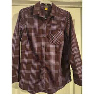 Eddie Bauer Shirt Mens Medium Blue Plaid Long Sleeve Button Down Cotton